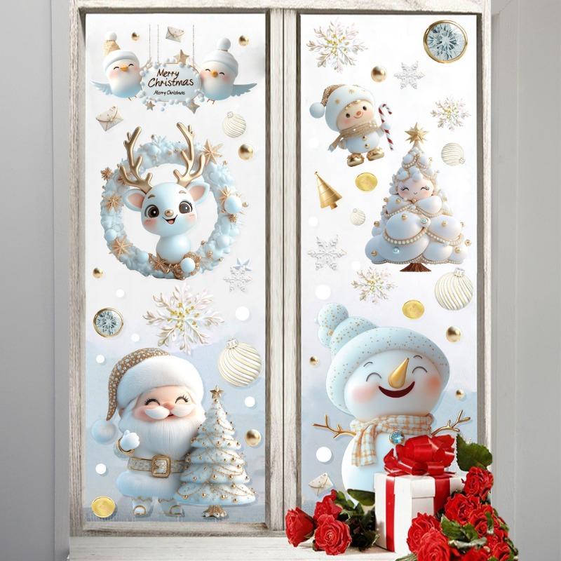 Weihnachtsdekoration Glas Fensterschmuck Statisch Haftend Neujahrsveranstaltung Festival Szene Aufbau Fensterglas Aufkleber