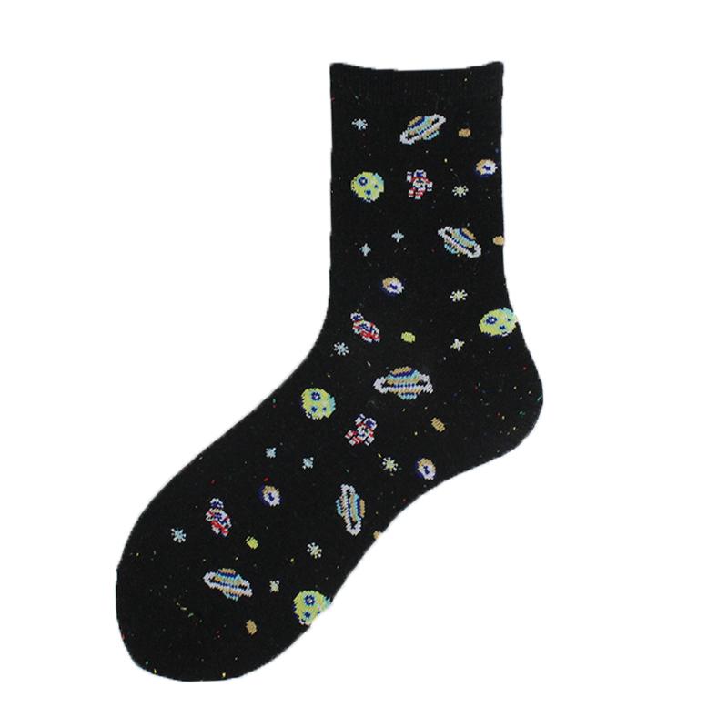 [COSPLACOOL]Harajuku Planet Point Yarn Funny Socks Japanese Creative Moon Stars Socks Women Warm Cute Novelty Femme Sokken Meias
