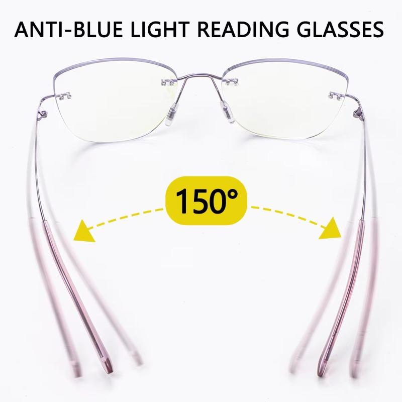 2026 Ultra Light Frameless Progressive Multifocal Reading Glasses, HD Anti Blue Light Presbyopia Eyewear Diopters +1.0 To +4.0