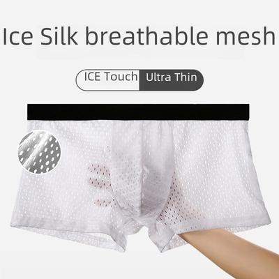 Slip boxer din mătase de gheață pentru bărbați - Lenjerie de vară sexy și respirabilă
