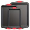 1pc Non-stick Baking Tray | Carbon Steel, Heat-resistant, with Red Silicone Handle, Easy to Clean, Suitable for Cookies, Cakes, and Bread | Brand: LDQ