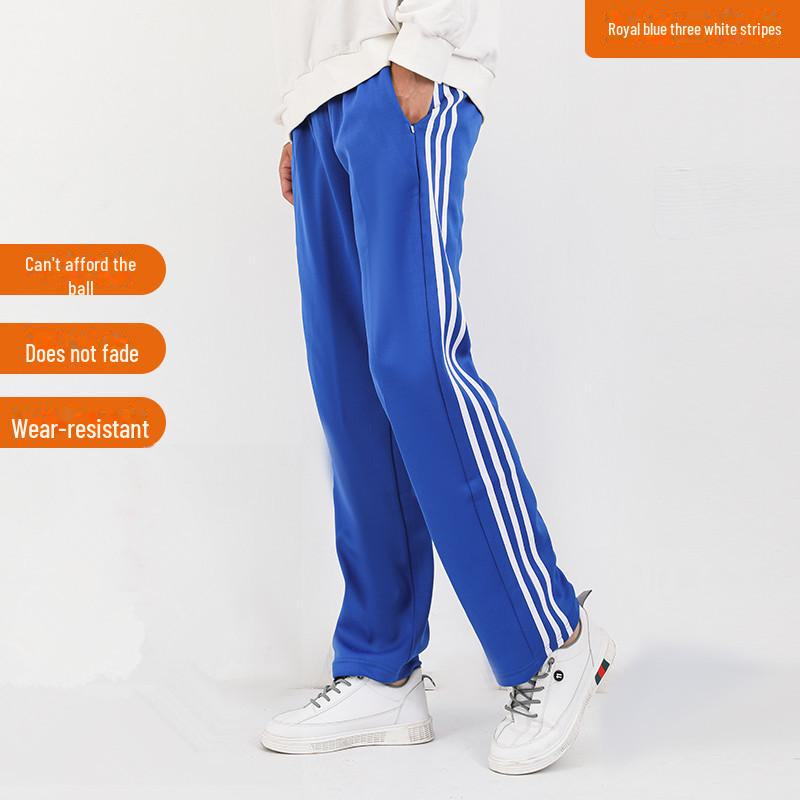 Pánské ležérní pruhované tepláky v hongkongském stylu - Jaro/Podzim, Volný střih, Trendy sportovní kalhoty rovného střihu v americkém stylu