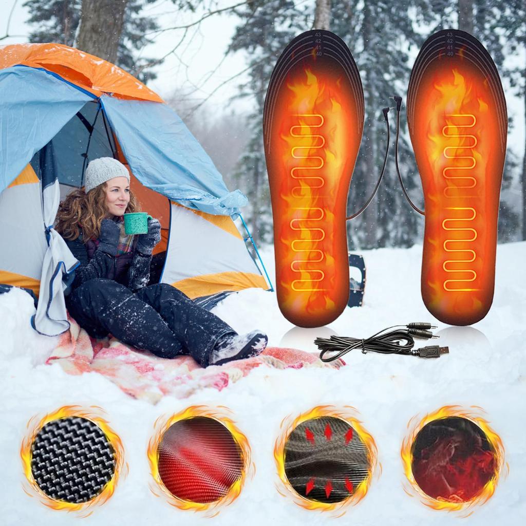 Solette per scarpe riscaldate USB Tappetino riscaldante elettrico per piedi Scaldapiedi Tappetino per calzini Soletta riscaldante per sport invernali all'aria aperta Inverno caldo
