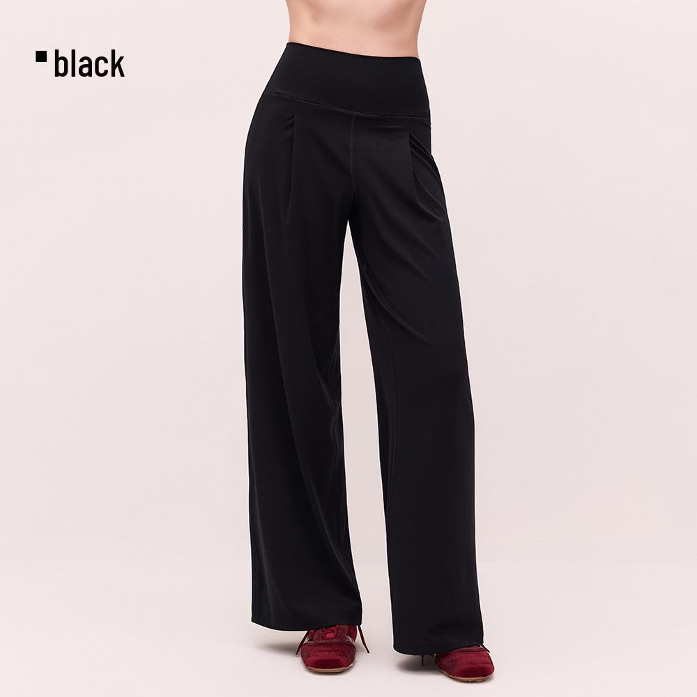 Women s Bare-Feel Breathable High-Waisted Yoga Pants: Casual Wide-Leg Cropped Fit Large