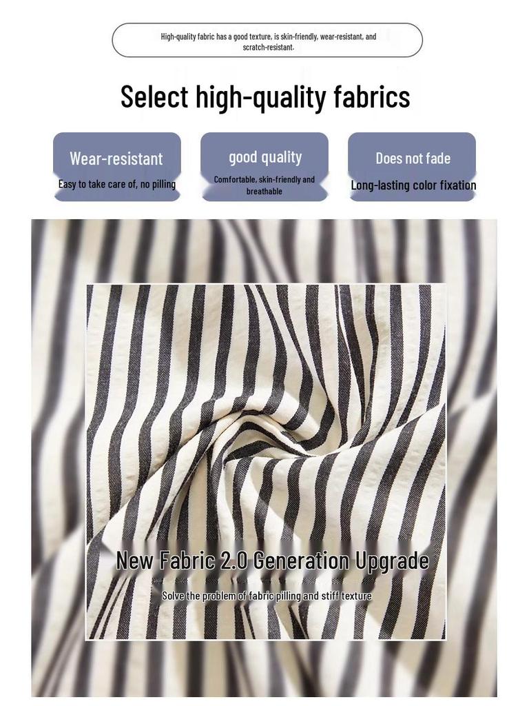 145cm Women's Black & White Striped Wide-Leg Summer Pants - Petite Casual Loose Fit