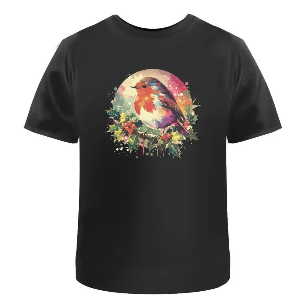 Robin On A Holly Branch T Shirt 100 Cotton S Xxl Ta047481 Vintage Homme Stretched Graphic Designer Clothes Versatile