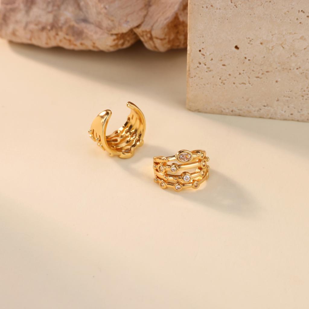 Vintage Luxury Multilayer Zircon Clip Earrings for Women Cooper Gold Color Crystal Earring 2026 New Fashion Wedding Zircon Gift