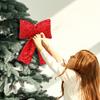 Fabric Christmas Bowknot Hanging Decoration With Shimmering Plaids Design For Christmas Party Home Holiday Accent