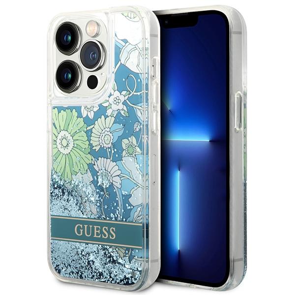 Guess Guhcp14Llflsn Iphone 14 Pro 6,1 Zielony/Green Hardcase Flower Liquid Glitter
