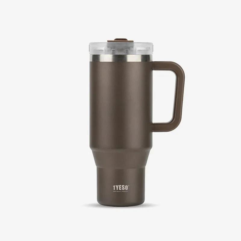 900ML/1200ML Tyeso Stainless Steel Water Bottle Car Thermos Cup Coffee Cups with Handle Sport Vacuum Flask Drinking Utensil Gift
