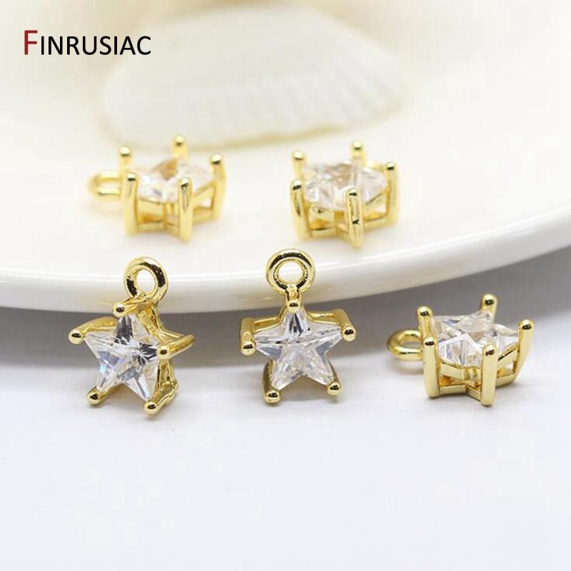 14K Goldplattiertes Messing Metall Sternform Kristall Anhänger für DIY Schmuck Halskette Ohrring Herstellung Zubehör