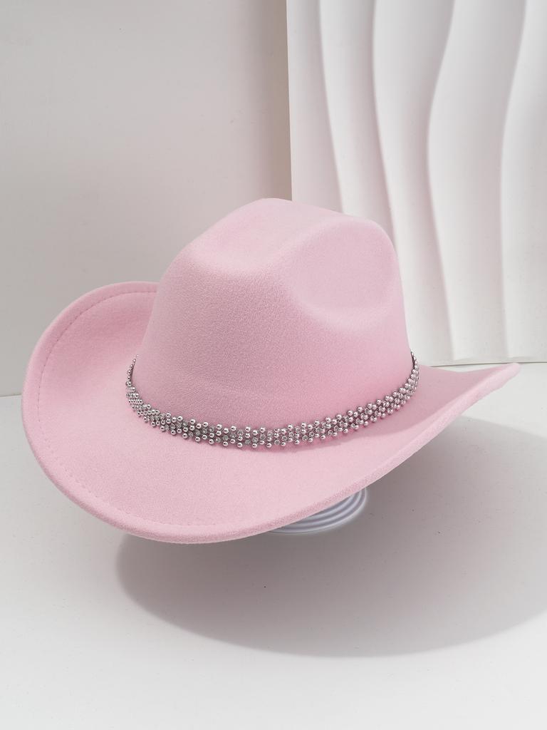 New cowboy hat top hat light luxury European gentleman's hat rhinestone accessories hat music festival party wear