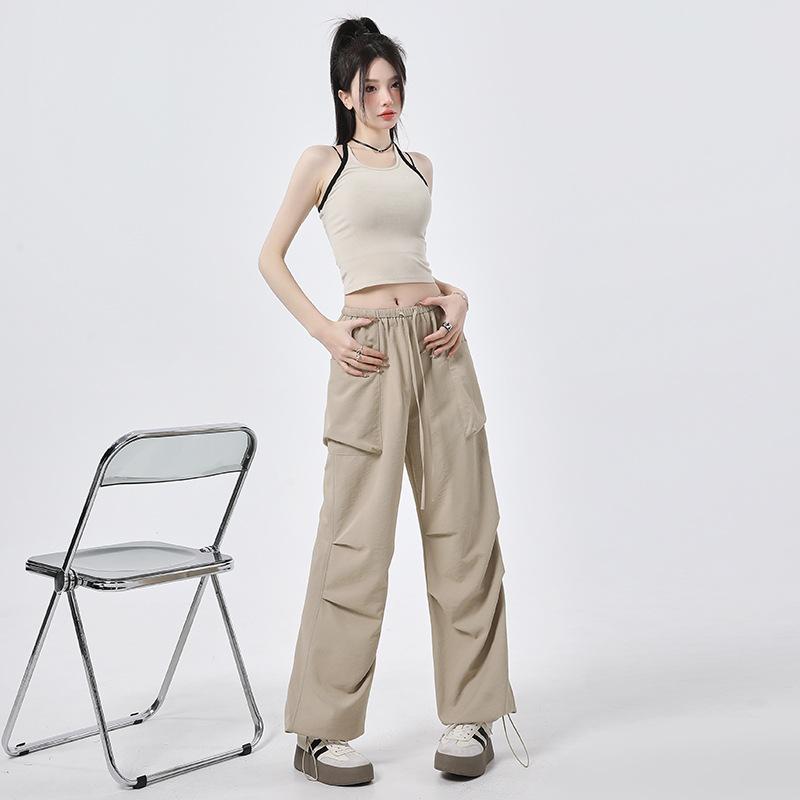 

Повседневные брюки для женщин с высокой талией, спортивные брюки, весенне-летние свободные брюки с широкими штанинами, уличные быстросохнущие брюки для женщин XL