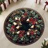 Weihnachts-Poinsettia Blumenmuster Runder Teppich Rutschfeste Stuhlunterlage für Wohnzimmer, Schlafzimmer Dekor Weicher Teppich