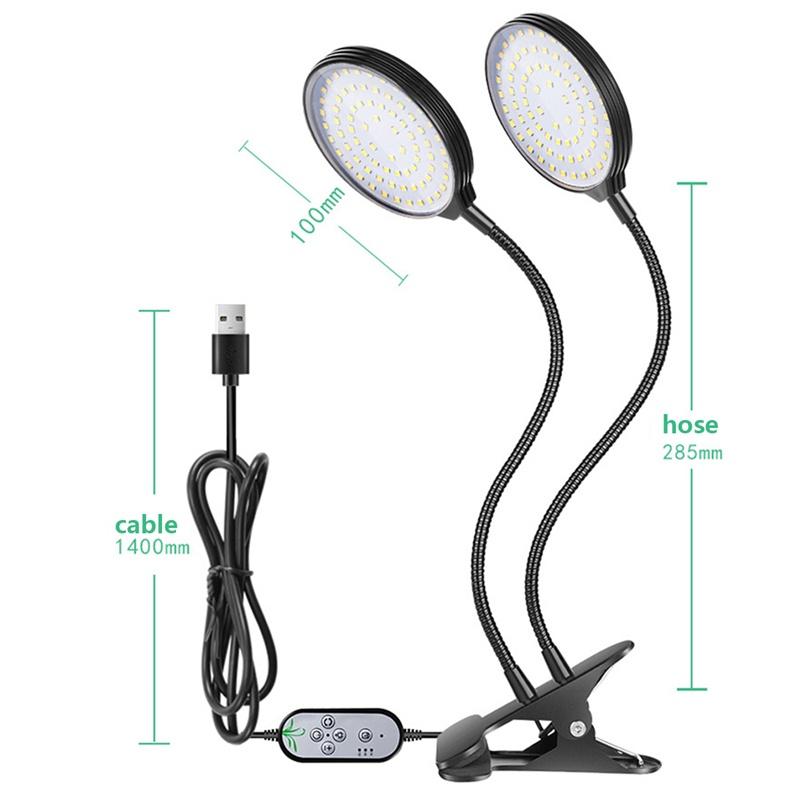 DC5V 2/3/4 Head Timing Full Spectrum Phyto Lamp Fruit Vegetable Grow Light USB Clip LED RedBlue Indoor Plant Grow Light