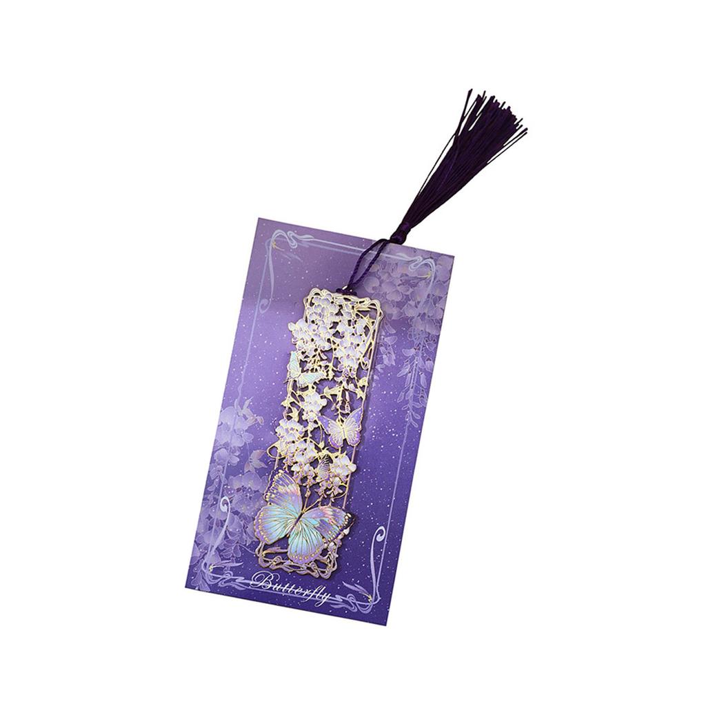 Butterfly Floral Metal Bookmarks with Tassels Hollow Engraved Bookmarks Reading Aid for Book Lover Birthday Christmas