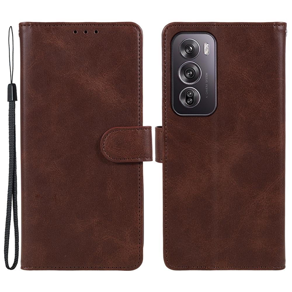 

Для Oppo Reno12 5G (Глобальний) Шкіряний чохол із магнітною пряжкою, гаманець, телефон, теляча текстура Brown