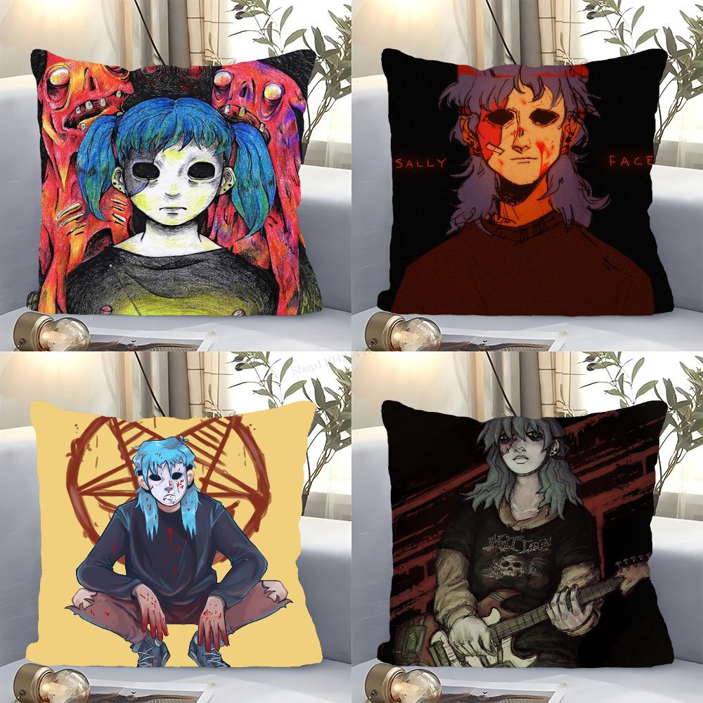 Game Sally Face Pillow Case Square Pillow Bedroom Sofa Leisure Comfort Cushion Car Living Room Home Decoration 40X40