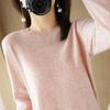 Autumn and Winter Round Neck Sweater Women's Pullover Knitted Sweater Solid Color Long Sleeved Women's Thin Short Base Shirt