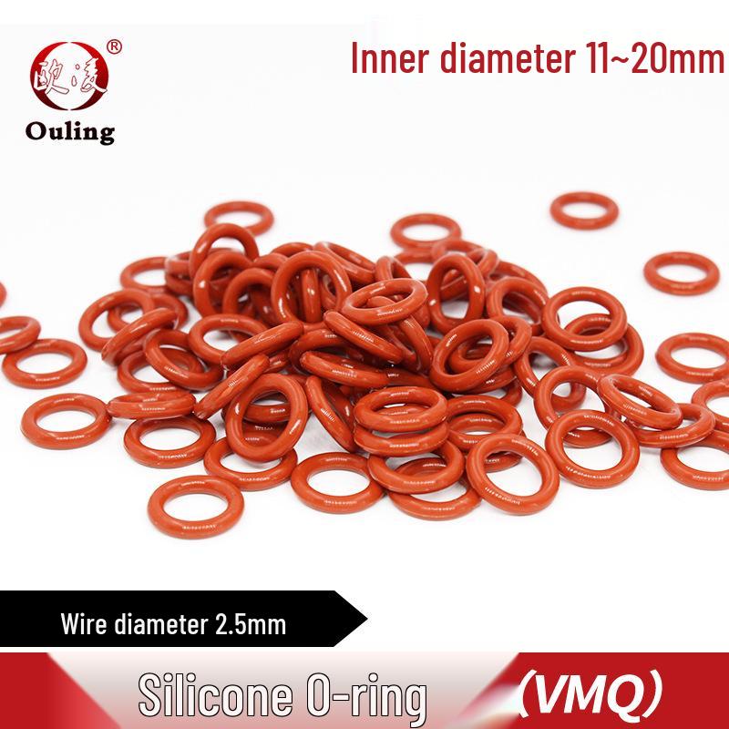 Red Silicone Temperature-Resistant O-ring, OD 11-20mm x 2.5mm OD 11mm x 2.5mm (10 pcs) Red Silicone O-ring