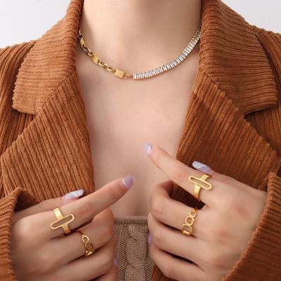 Mode verblasst nicht, helle Zirkon-Spleißhalskette, exquisites, vielseitiges Gezeitenarmband, vergoldetes Schmuckset