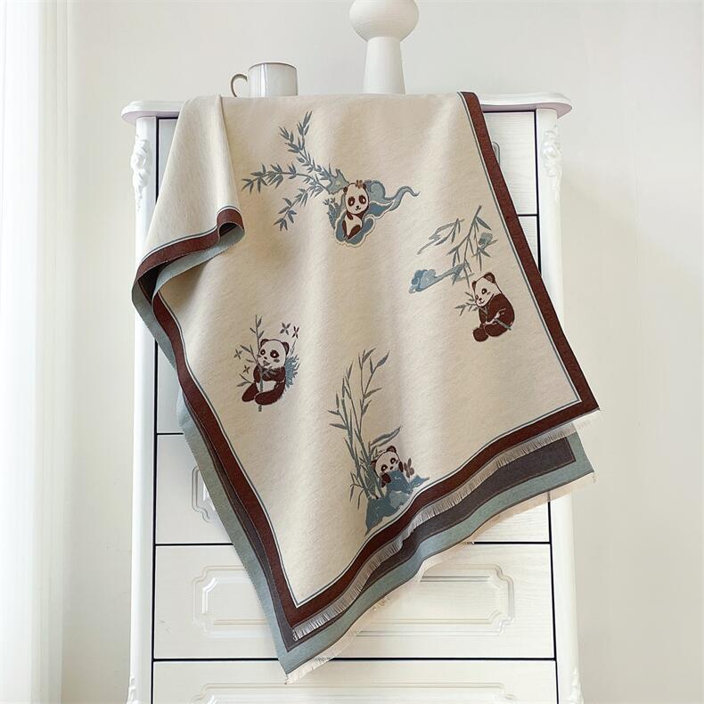 Panda Style Women's Imitation Cashmere Jacquard Tassel Shawl