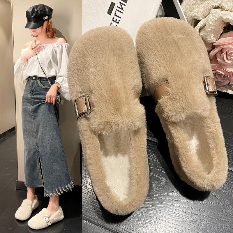 Mao Mao shoes women's winter new flat-bottomed beanie shoes with fleece warm cotton shoes women