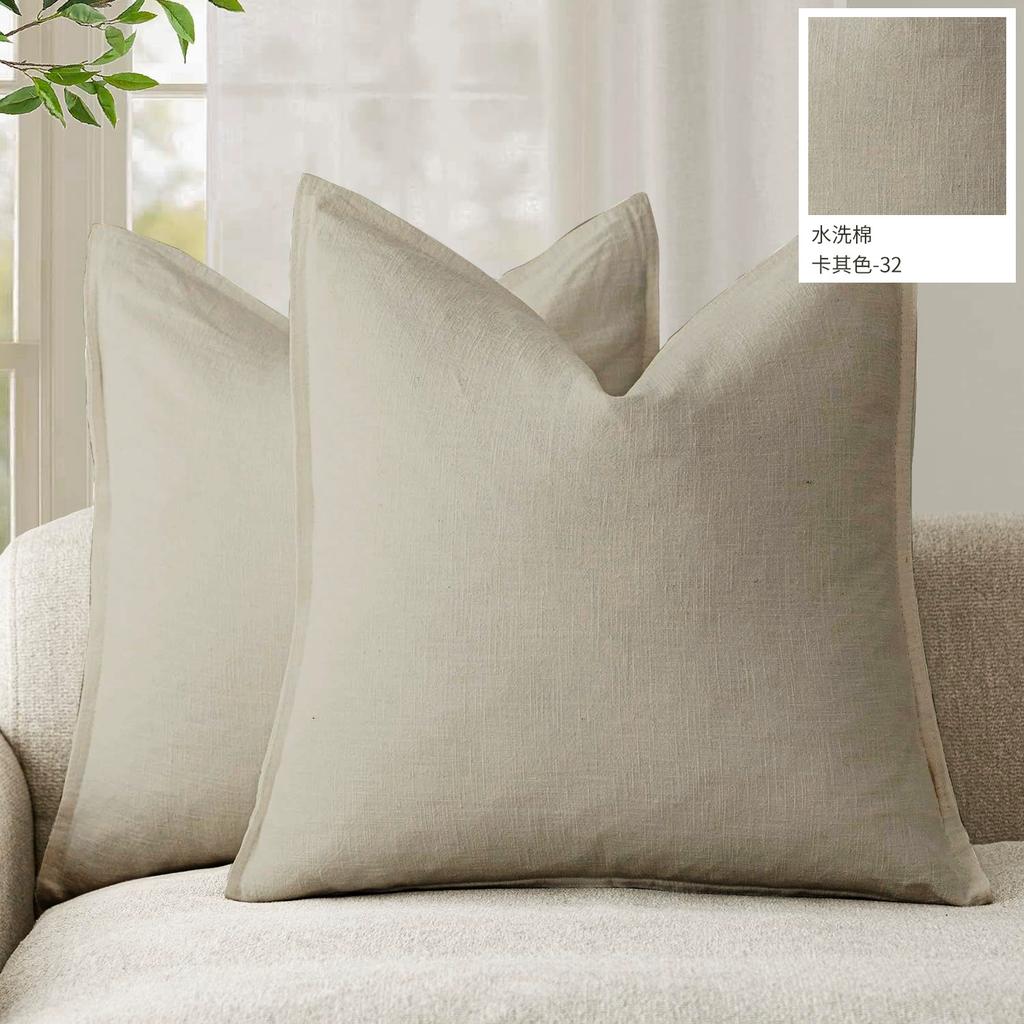 Decorative Linen Pillow Covers Natural Boho Farmhouse Neutral Christmas Couch Throw Pillows for Bed Pack of 2 Accent Pillowcase