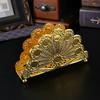 Vintage Golden Hollow Carved Metal Napkin Holder Vertical Tabletop Tissue Stand For Restaurant Hotel Home Dining Decor