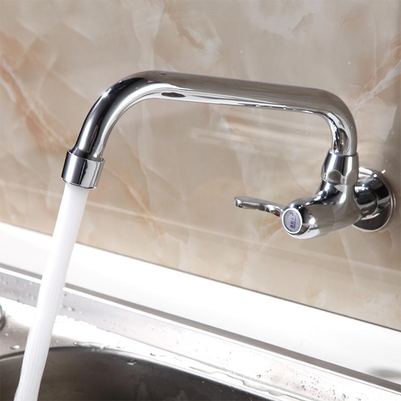 Kitchen Faucet Wall Mounted Single Handle Sink Tap Rotation Cold Water Mop Pool Tap Basin Faucet Brass