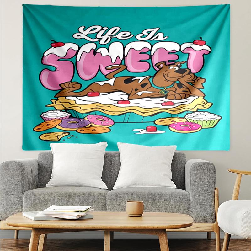 Scooby-Doo Print Tapestry, Backdrop, Easy Setup, Ideal for Bedroom, Office & Living Room, with Aesthetic Wall Hanging Decor.