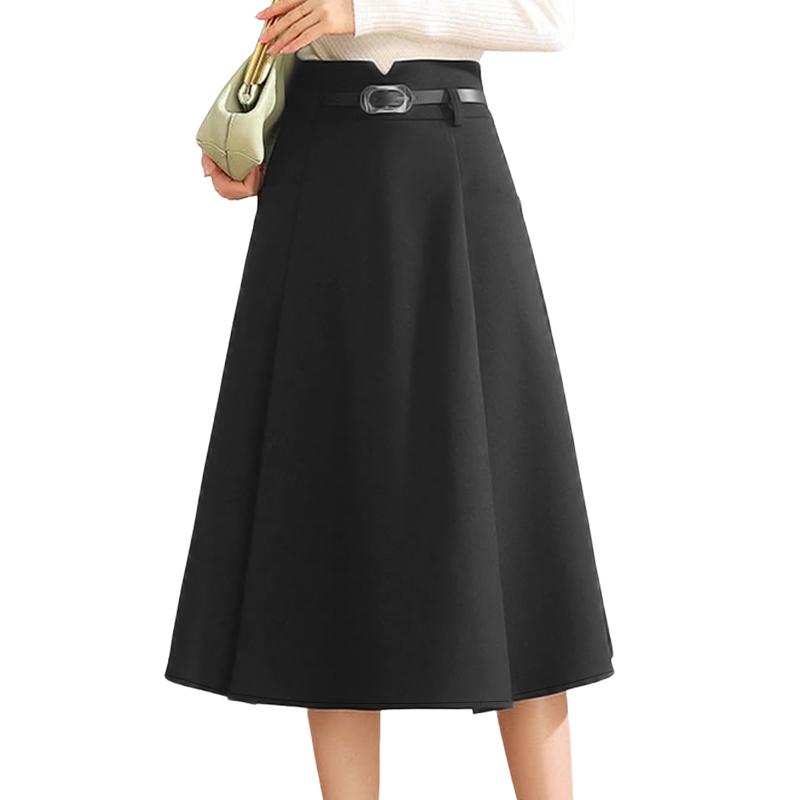 

ZANZEA Женские повседневные летние юбки миди однотонной расцветки чёрный