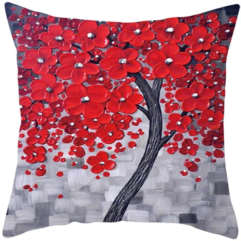 Oil Painting Tree Cushion Cover for Sofa Livingroom Pillow Case Home Decoration % Polyester Vintage Throw Pillow Cover