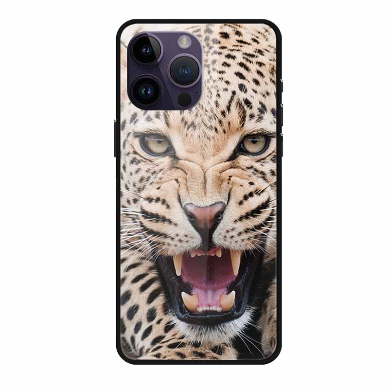Phone Case for Apple Iphone 15 Pro 15 Plus Tempered Glass Hard Back Cover for Iphone 15 Pro Max Iphone15 Wolf Lion Funda Capa