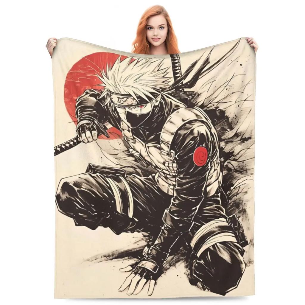 Japanese Anime Graphic Blankets N-Narutos Flannel Novelty Soft Throw Blankets for Home All Season