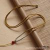Hand-Woven Ribbed Jade Amber Pendant Necklace Rope