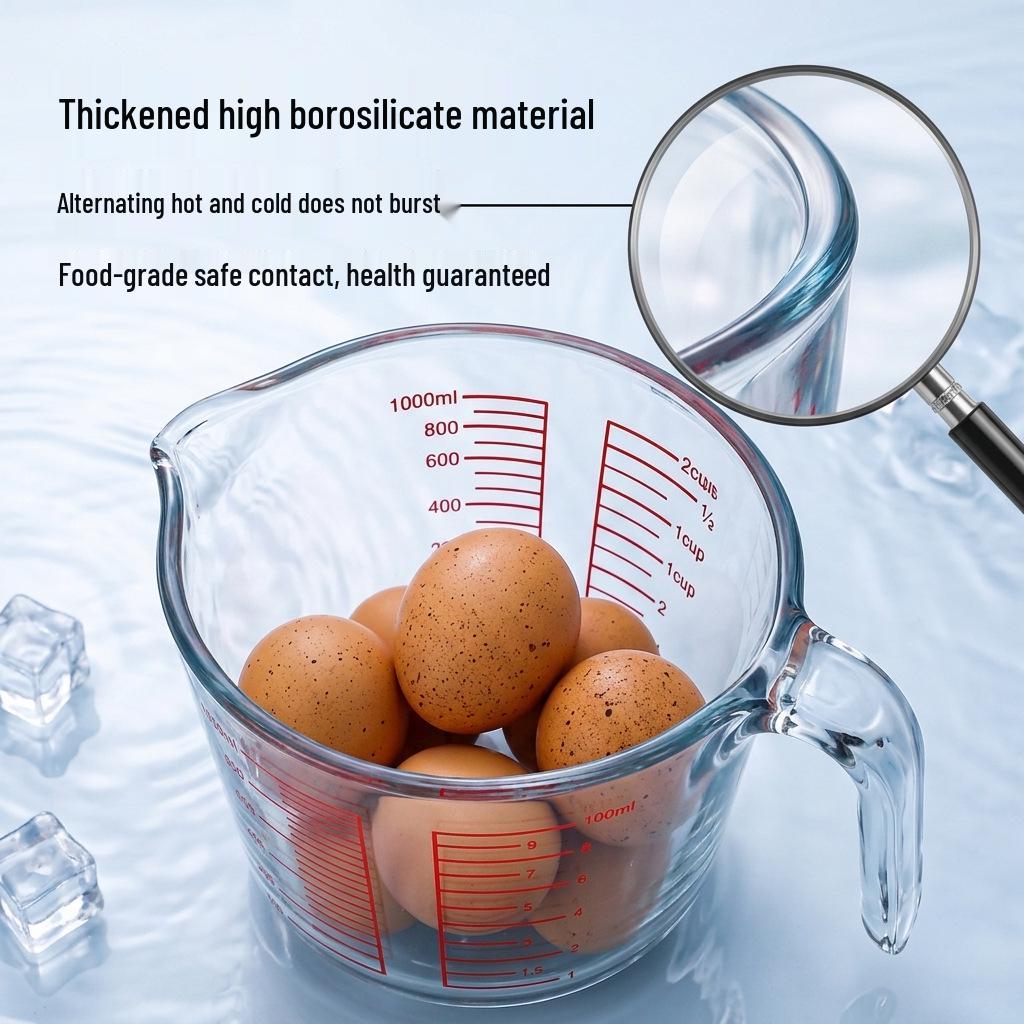 Steamed Glass Measuring Cup & Spoon with Scale for Baking & Egg Beating