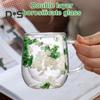 250ml Double Walled Glass Mug Clear Floral Wide Mouth Cup with Handle Insulated Coffee Tumbler for Coffee Tea Chocolates