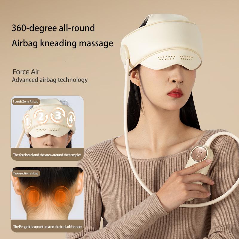 Portable 2 in 1 Electric Airbags Massager Relief Relaxing Smart Vibration Sleep Aid Head Massager with Eye Mask Heat Compression