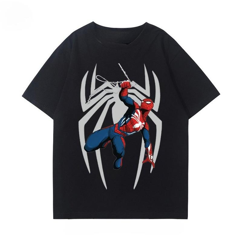 

Spider-Man Parallel Universe Little Black Spider-Man Miles Movie Animation Summer Men s Y2K T-Shirt XL