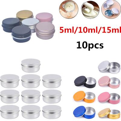10pcs Aluminum Tin Jar Container Box 5ML/10ML/15ML Empty For Cream Balm Nail Candle Cosmetic Round