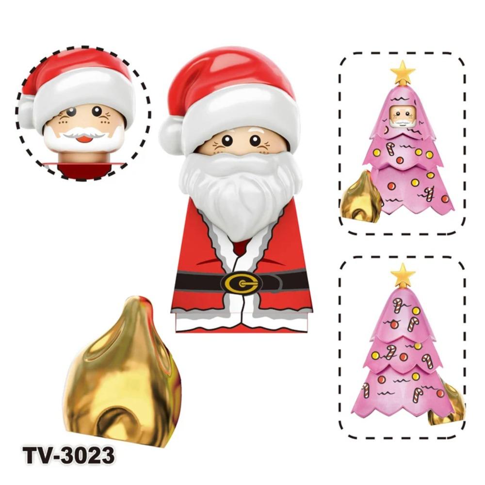 Winter City View Merry Christmas Decoration Flower Wreath Building Blocks House Home Santa Claus Figures Snow Window Bricks Toys