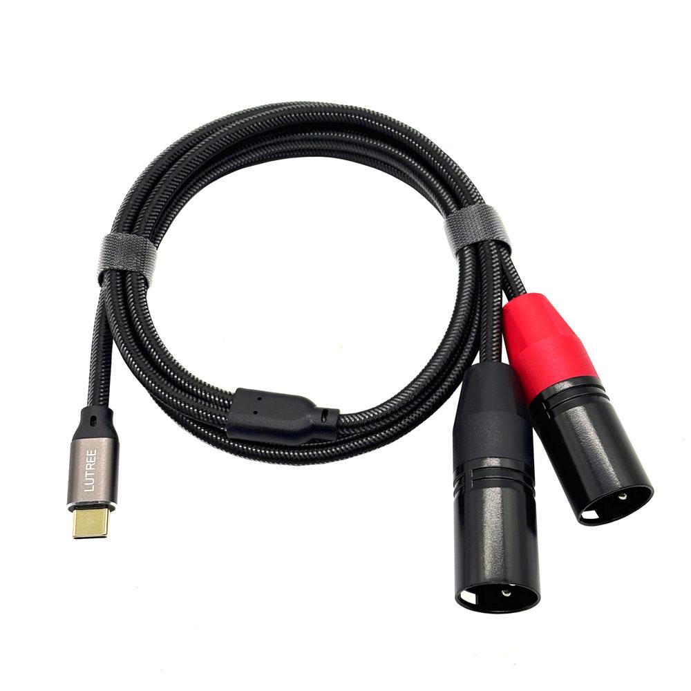 High Quality Type C Male To Dual XLR Male Cable Black PVC Braided Speaker Microphone Cable Professional  HiFi Jack Audio Cable