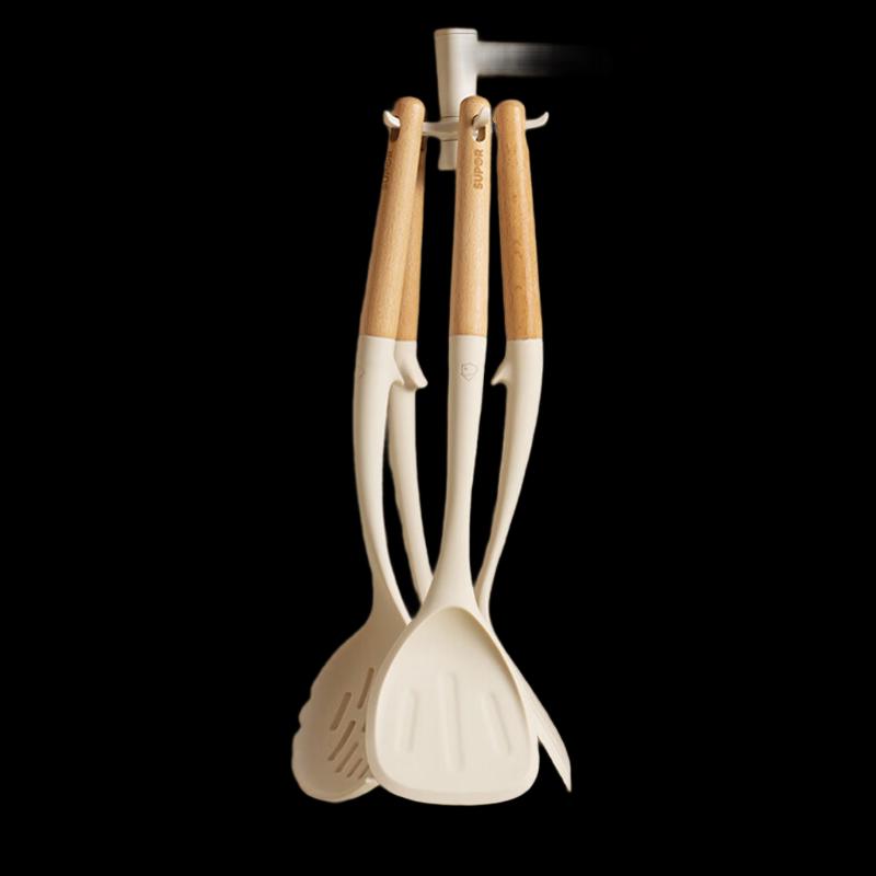 Supor White Silicone 5-Piece Kitchen Utensil Set