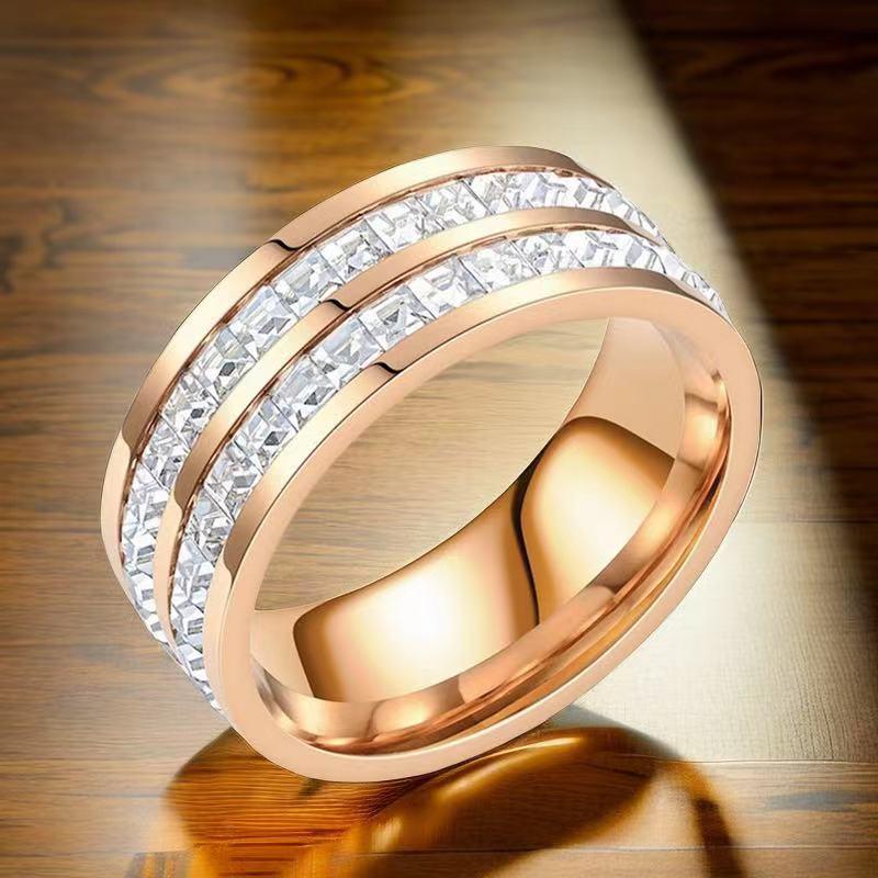 Stainless Steel Titanium Women's Ring - No-Fade, Niche Design, Ins Style, Diamond-Plated Gold-Plated, Plain Ring