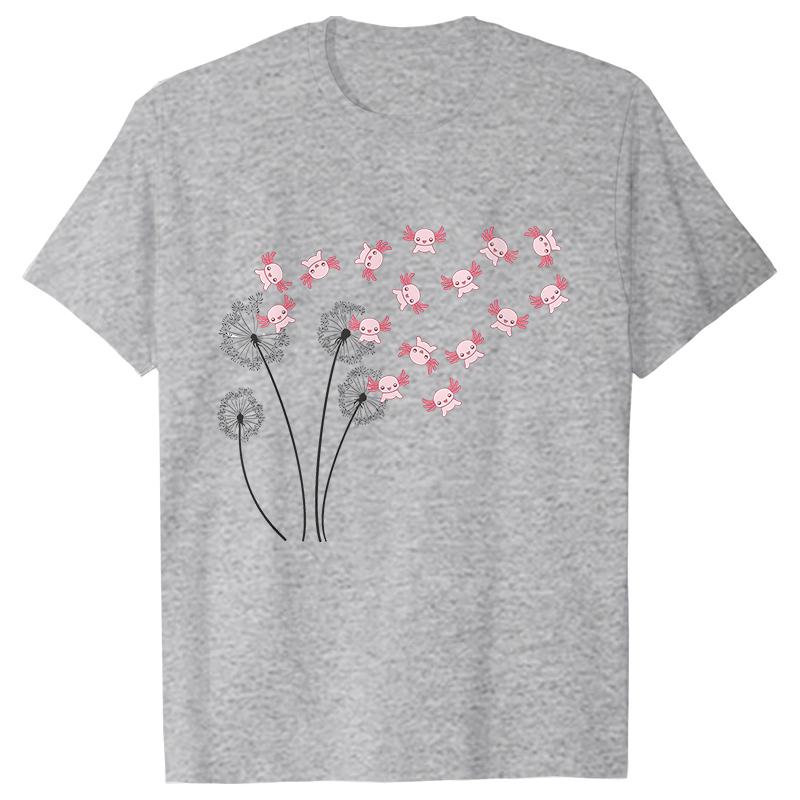 

Flower T-shirt for Women Fashion Casual T-shirts Short Sleeve Axolotl Lover Women Tee Shirt Kawaii Clothing