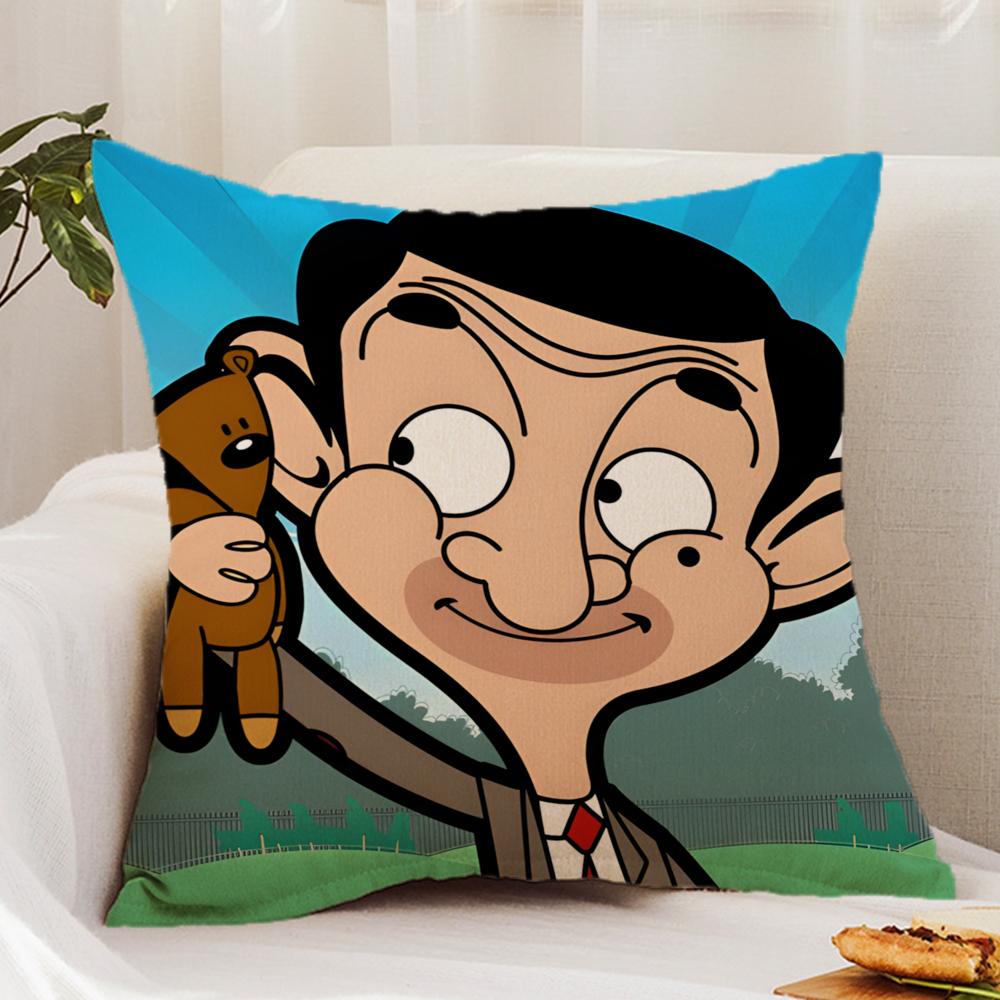 Anime M-Mr.BeanS Cushion Cover Premium Comfort Reversible Pillow Cover - Dual - Use Design for Home & Car