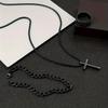3-piece men's multi-functional jewelry set, cross pendant necklace + bracelet + ring set.
