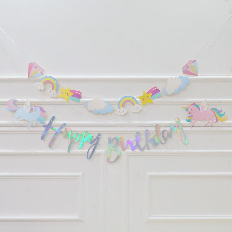 Unicorn Colorful Birthday Pull Banner