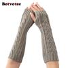 Botvotee Y2k Accessories Arm Warmers Sleeves for Women Winter Knit Hollow-out Triangle Long Sleeve Holder Fingerless Gloves